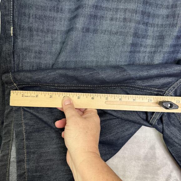 Ecko Unltd Shorts Mens 48 Blue Denim Dark Wash Embroidered Rhino Logo Y2K Baggy - Picture 9 of 10